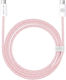 Blavec Braided USB 2.0 Cable USB-C male - USB-C 60W PD Ροζ 3m