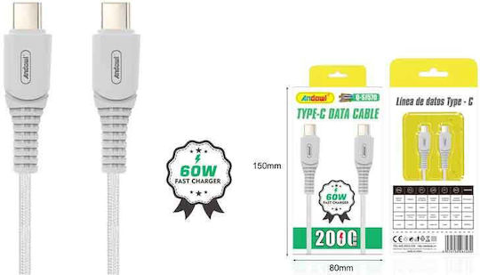 Andowl Qsj570 USB 2.0 Cable USB-C male - USB-C 60W 2m Q-SJ570