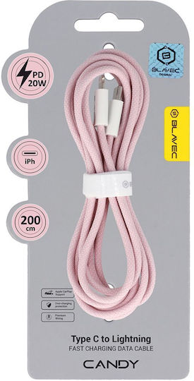 Blavec Braided USB-C to Lightning Cable 20W Ροζ 2m