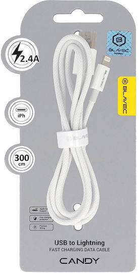 Blavec Geflochten USB-A zu Lightning Kabel Weiß 3m