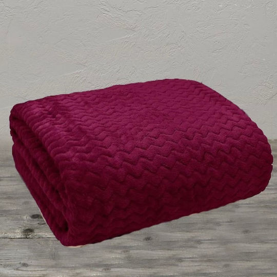Pătură din Fleece Mărime King 215×230 Velur Zic Zac Bordeaux