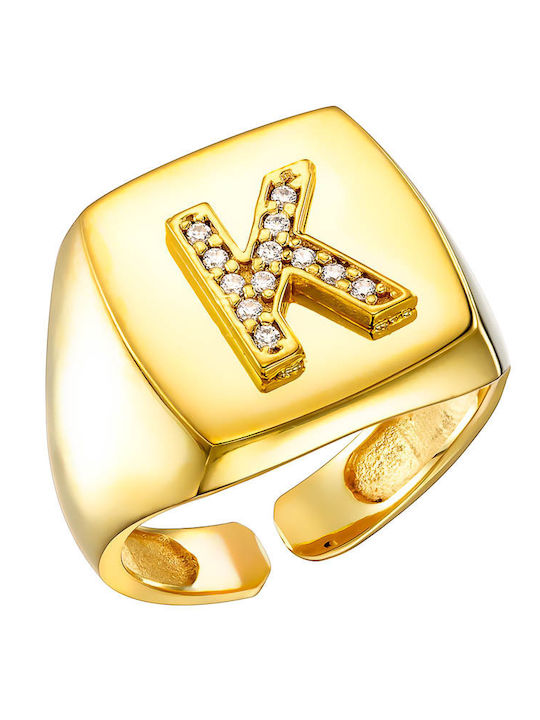 Dio Jewellery Lab Γυναικείο Σεβαλιέ Δαχτυλίδι από Ασήμι Επιχρυσωμένο