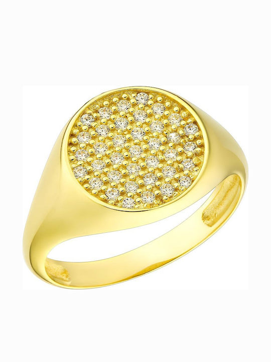 Dio Jewellery Lab Γυναικείο Σεβαλιέ Δαχτυλίδι με Ζιργκόν από Ασήμι Επιχρυσωμένο