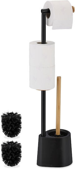 Relaxdays Wall Mounted Bathroom Accessory Set Bamboo Black
