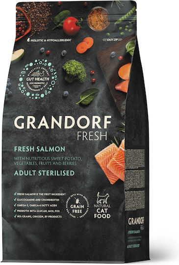 Grandorf Fresh Dry Food for Senior Cats with Vegetables / Salmon 2kg