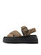 Women's Suede Ankle Strap Platforms Brown