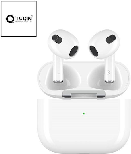 Tuqin QW26 Earbud Bluetooth Handsfree Ακουστικά με Αντοχή στον Ιδρώτα και Θήκη Φόρτισης Λευκά