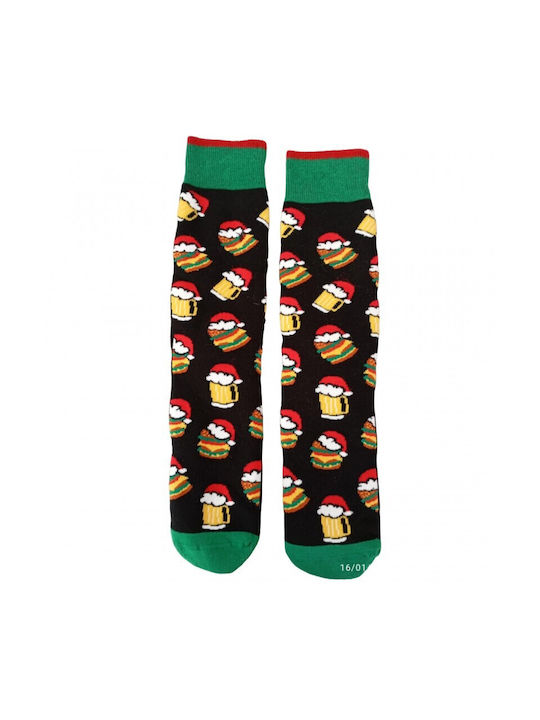 Women's Long Christmas Socks D86 Black