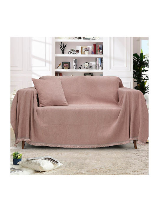 Lino Home Valio Ριχτάρι Διθέσιου Καναπέ Chenille 180x250εκ. Dusty Pink