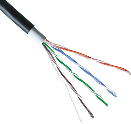 U/UTP Кат.5 (100Mbps) Мрежов Кабел Ethernet Външен 305м Черен