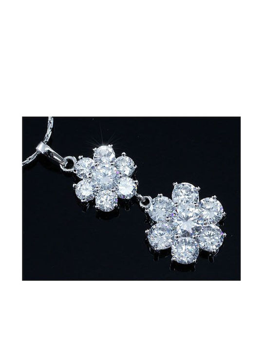 Doppelblumen-Halskette 6 Karat Madison Halskette Größe 39,5 44,5 cm Schmuckgröße 3,2 x 1,5 cm