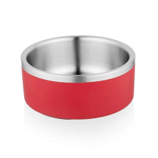 Edelstahl Schalen Futter für Hund & Katze 2x 22cm in Rot Farbe