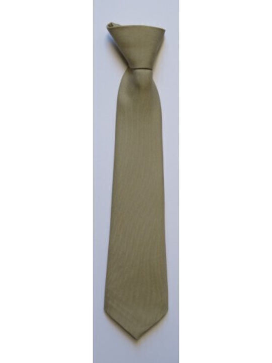 Victoria Kinder Krawatte aus einfarbigem Satin mit Gummizug 28cm Beige