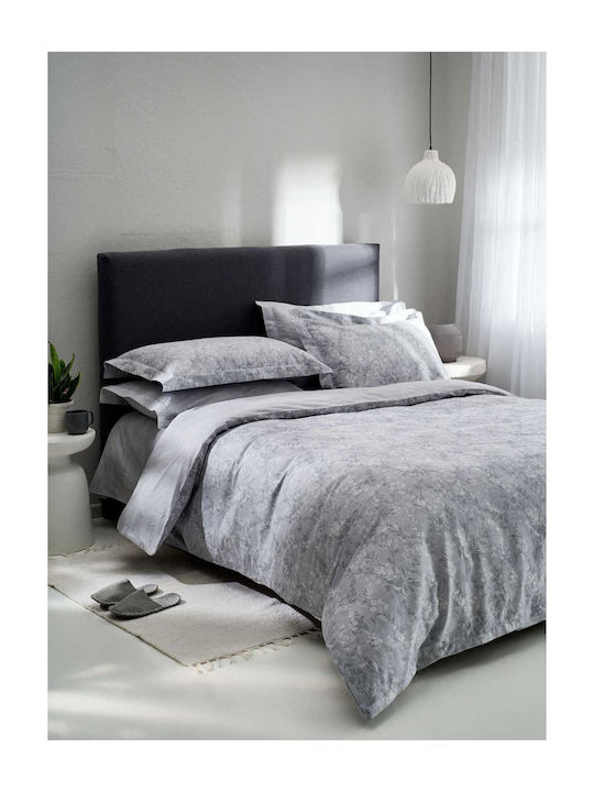 Vesta Home Σετ Παπλωματοθήκη Βαμβακερή Υπέρδιπλη με 2 Μαξιλαροθήκες 230x240cm Torino-1 Γκρι