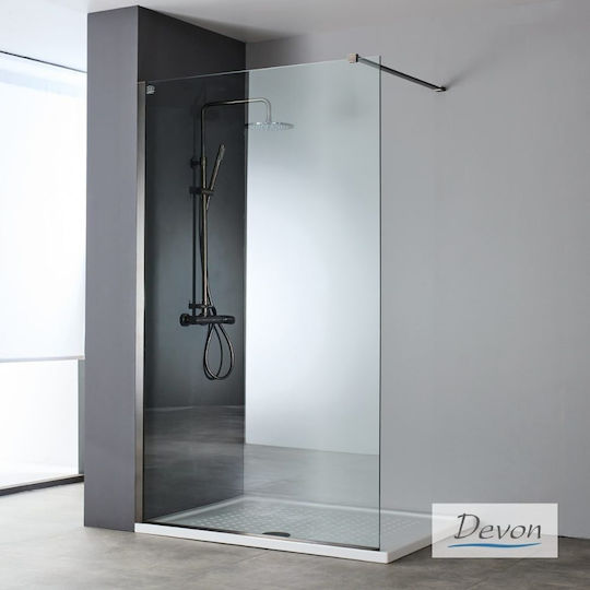 Devon Iwis Divider de verandă Duș cu Glisare Ușă 56-58x200cm Sticlă curată Negru