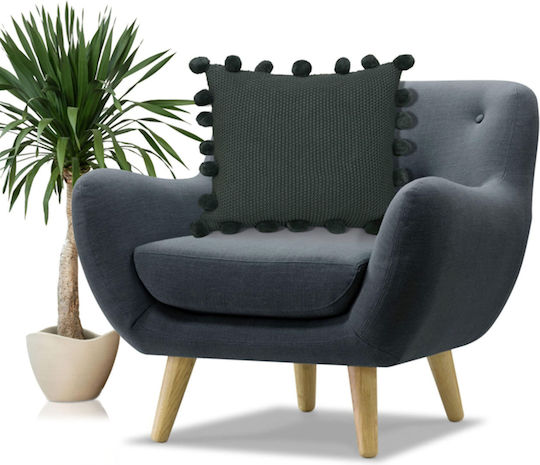 Liolios Home Sofa Cushion Moss Stich 100% Cotton Dark Green 50x50cm