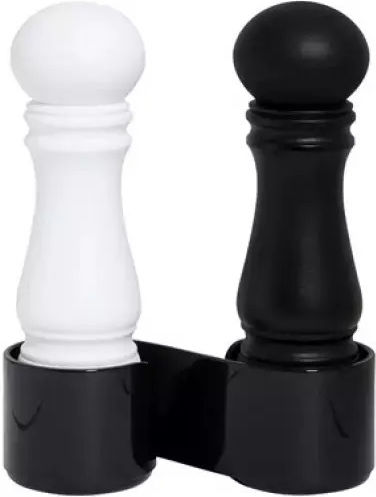 Salz- und Pfeffermühlenset mit Sockel Weiß/Schwarz 12cm Crushgrind