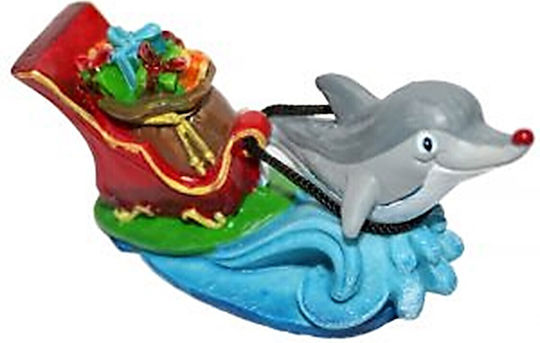 Παιχνιδια Ενυδρειου Χριστουγεννιατικα Penn Plax Dolphin On Sleigh