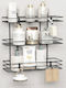 Femmit Wall-Mounted Metal Adhesive Bathroom Shelf 3 Shelves 4 Hooks 10x25x48 Cm Matte Black