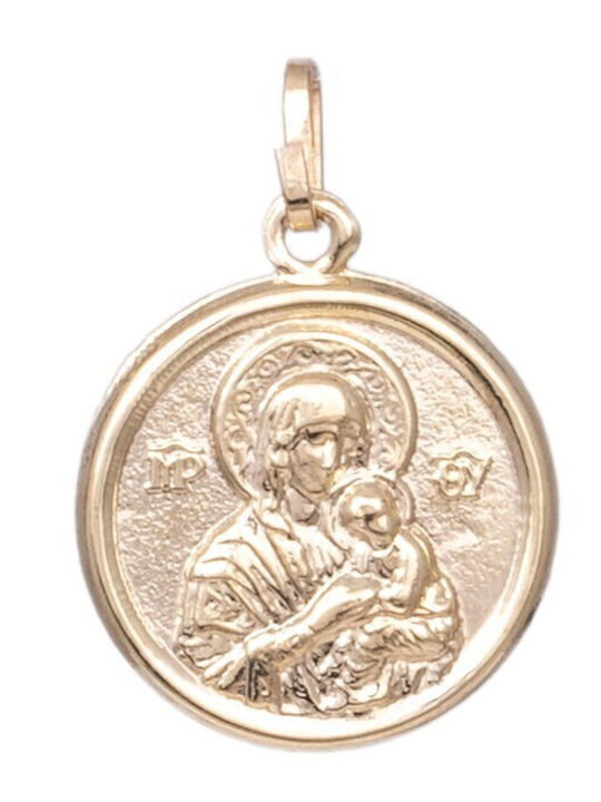 Round Pendant Kids Talisman with the Virgin Mary made of Gold 9K 050722