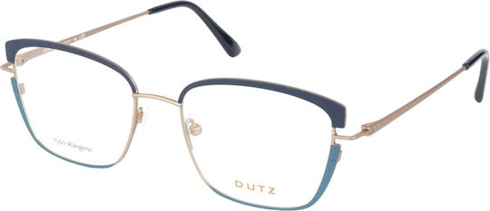 Dutz 805 C45 Γυναικεία Μεταλλικά Γυαλιά Οράσεως Πεταλούδα Μπλε-χρυσό