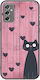 Valentine's Day Cat Is Love Case for Samsung Galaxy M13 4G Black TPU Black Silicone