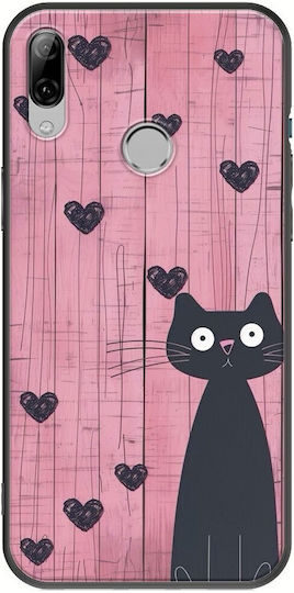 Husă din silicon TPU negru pentru Huawei P20 Lite - Valentine's Day Cat Is Love