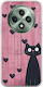 Valentine's Day Cat Is Love Oppo Reno 12 F 5G Flexible TPU Transparent Silicone Case