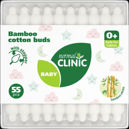 Normalclinic Kinder-Sicherheits-Wattestäbchen Bambus 155 Stück Box