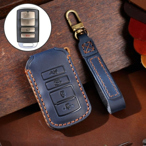 Kia K4 Hallmo Autoschlüssel Leder Schutzhülle Schlüsselhülle Blau