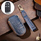 Genuine Leather Hallmo Car Key Protective Cover Jeep Compass 5 Buttons Blue