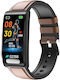 Tk70 1.47 Inch Color Screen Smart Leather Strap Watch Support Heart Rate Blood Pressure Blood Oxygen Blood Sugar Monitoring Brown