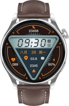 Q3 Max 1.36 Inch Color Screen Smart Watch Leather Strap Support Heart Rate Monitoring Blood Pressure Monitoring Brown