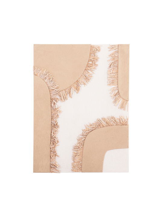 Rectangular Painting Fb94533 MDF Off-White-Brown Color-Beige Tassels 60x4.5 Thickness X80cm