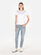Damen Hochgeschnittenes Stoffhose in Mom Passform Blau