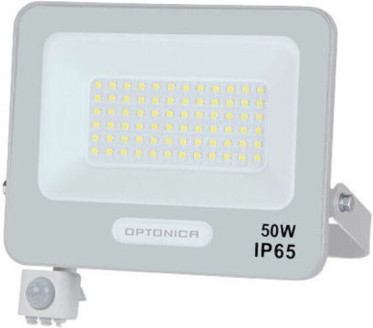 Jager Στεγανός Προβολέας LED 50W Ψυχρό Λευκό 6000K με Αισθητήρα Κίνησης IP65