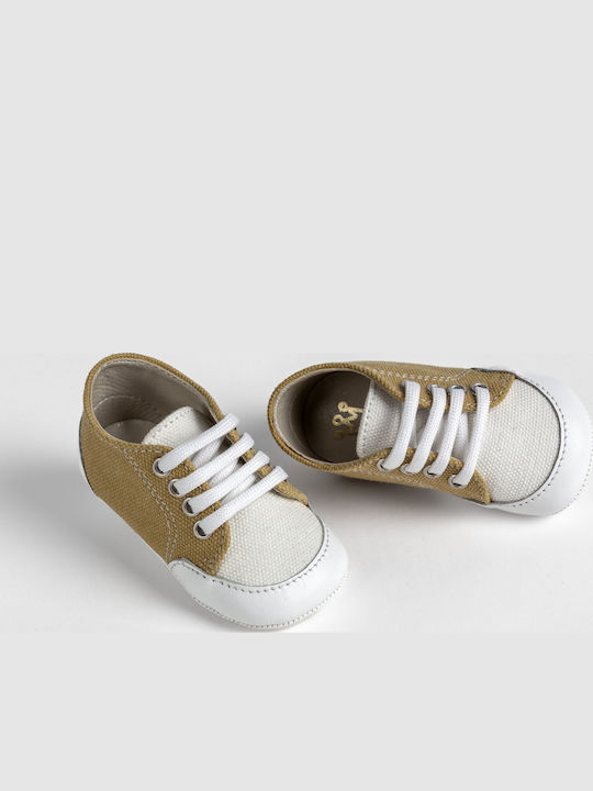 Ever Kid Βαπτιστικά Δερμάτινα Sneakers Αγκαλιάς Κίτρινα