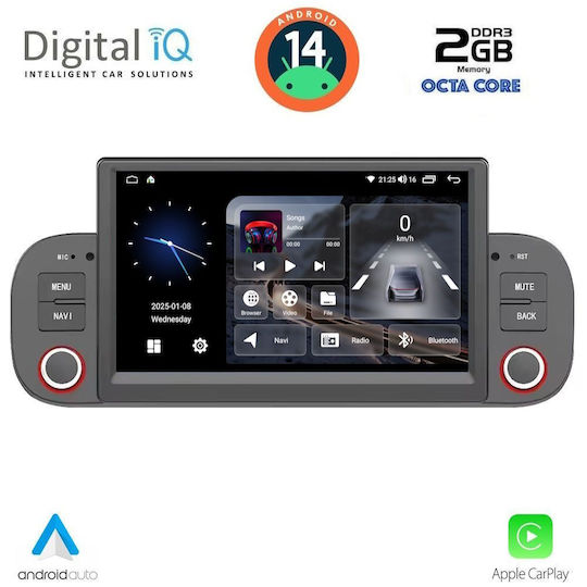 Digital IQ Sistem Audio Auto pentru Fiat Panda 2012-2021 (Bluetooth/USB/AUX/WiFi/GPS/Apple-Carplay/Android-Auto) cu Ecran Tactil 7"