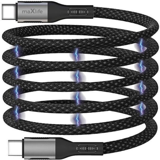 Maxlife Cablu Magnetic USB 2.0 USB-C Tată - USB-C 100W PD Negru 1m