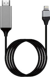 Hdtv HDMI male - Lightning male 2m Μαύρο