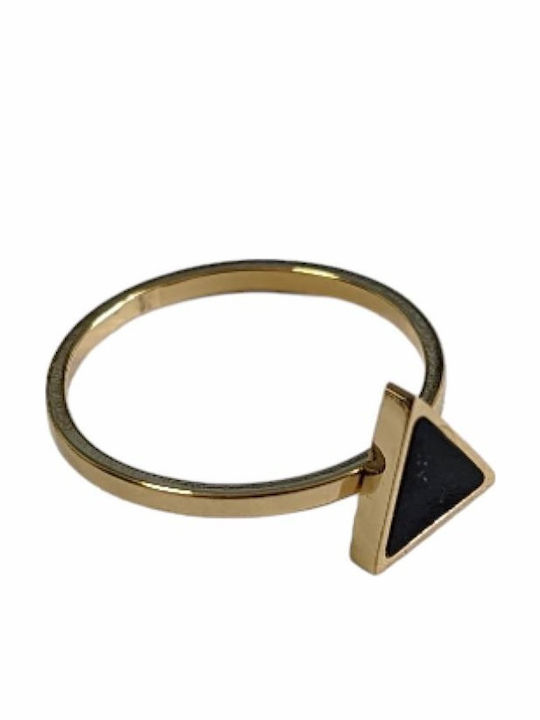 Tatu Moyo Ring with Stones made of Steel Gold P...