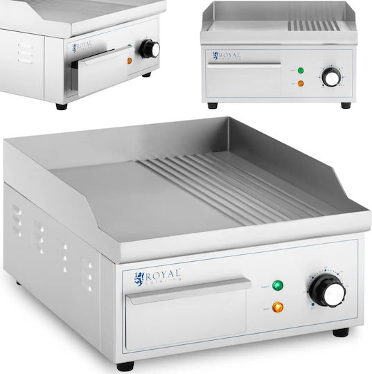 Royal Catering Gewerbliche Flachgrillplatten Elektrisch 36x38x 2kW mit glatter & geriffelter Platte