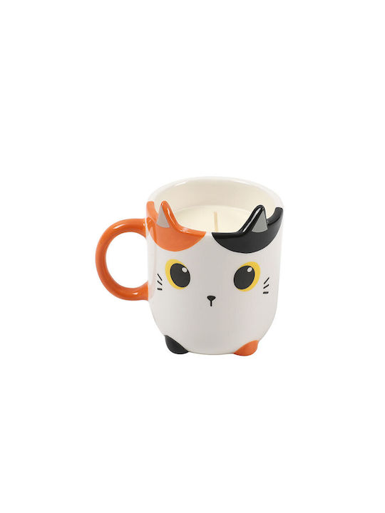 Cană ceramică pentru lumânare I-total Xl2522b Pisică portocalie