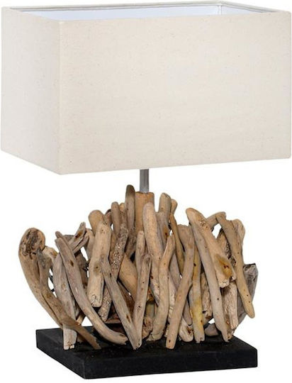 Fylliana Dante Wood Table Lamp for Socket E27 with Beige Shade and Base