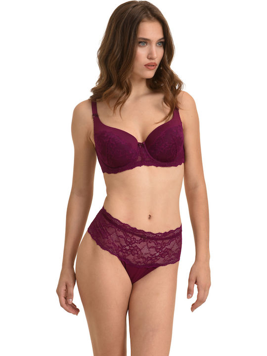 Miss Rosy Unterwäsche-Set für Damen BH mit Brasilien BORDEAUX