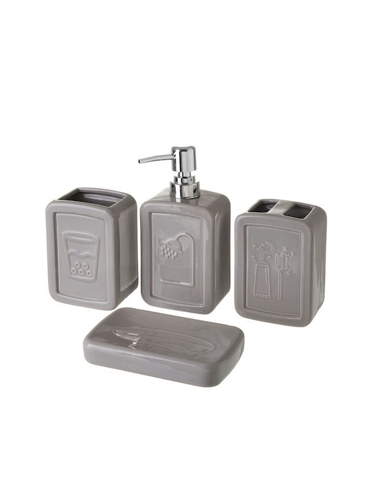 Ceramic Bathroom Accessory Set Gray