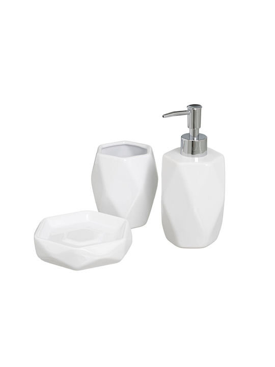 Ceramic Bathroom Accessory Set White