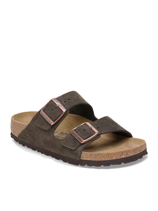 Arizona Leder Flache Sandalen für Damen Anatomisch in Braun Farbe