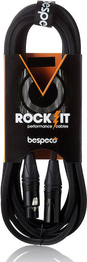 Bespeco Cable XLR male / XLR female - XLR male / XLR female Μαύρο 1m RKMB100R