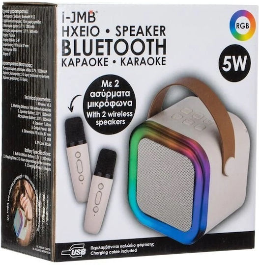 Sistem De Karaoke Cu Microfoane Fără Fir Și Efecte De Iluminare Bej i-jmb